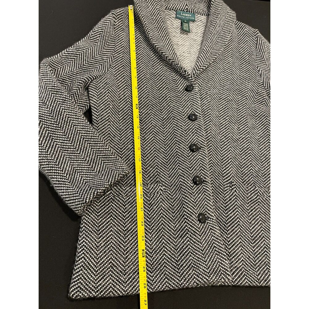 ~ Preppy Collegiate Sm Lauren Ralph Lauren Blazer Jacket Wool Tweed Chevron - Picture 6 of 16